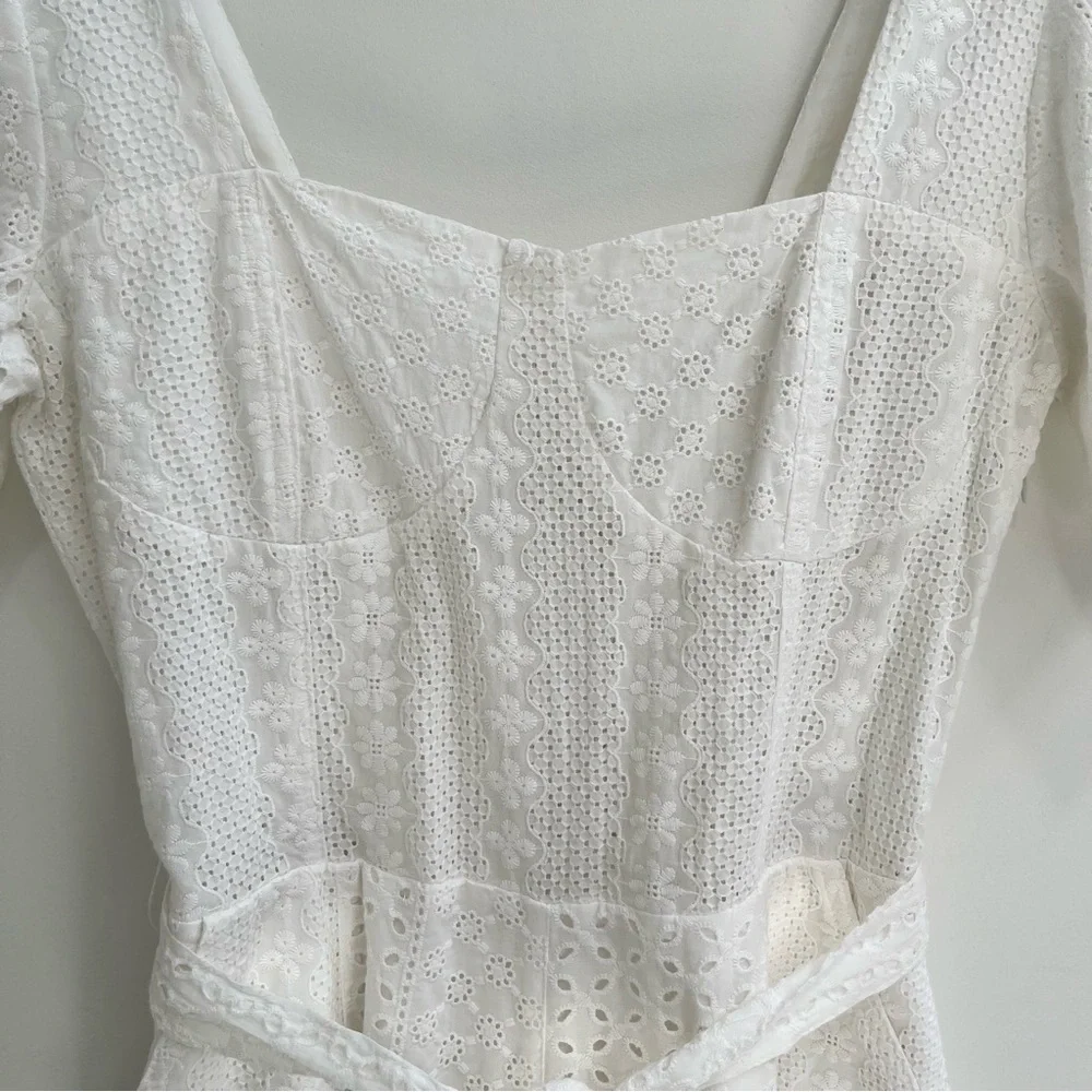 Blank NYC White Eyelet Puff Sleeve Romper Downtown Vibes Coastal Cowgirl Large